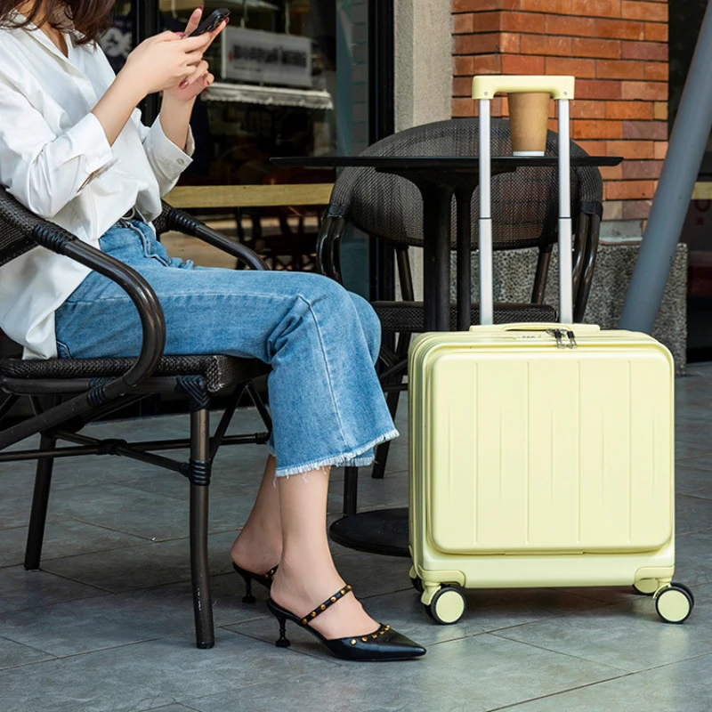 New Design 18 Boarding Box Travel Suitcase Large Capacity Trunk Multifunctional Student Trolley Case Password with Cup Holder