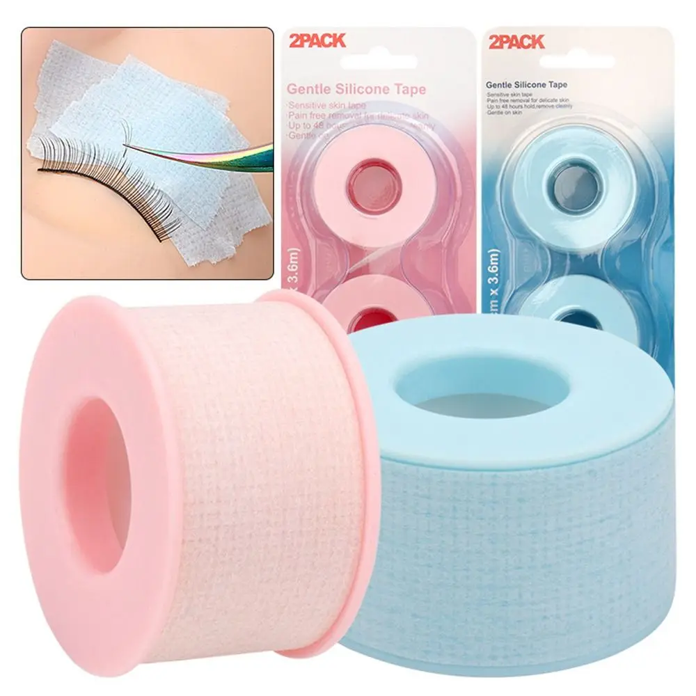 2 Rolls Silicone Gel Eyelash Extension Tape Pain-Free Removal Non-woven Eyelash Tapes Breathable Gentle Under Eye Pads tool