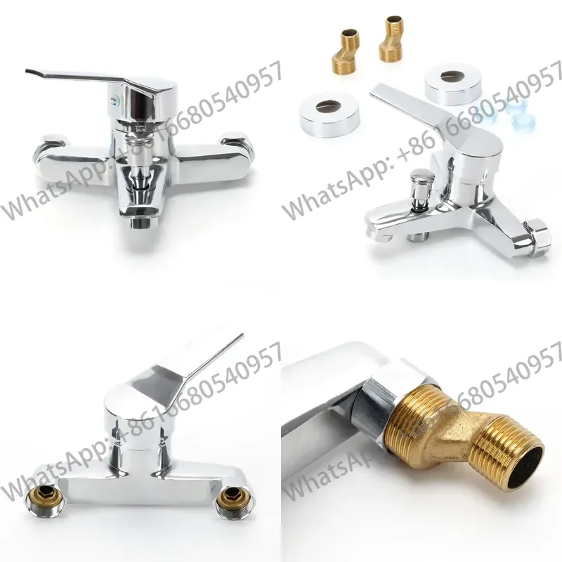 Chrome Finished Single Handle Triple Shower Mixer Tap Wall Mounted Bathtub Faucet for Hot Cold Water Ceramic
