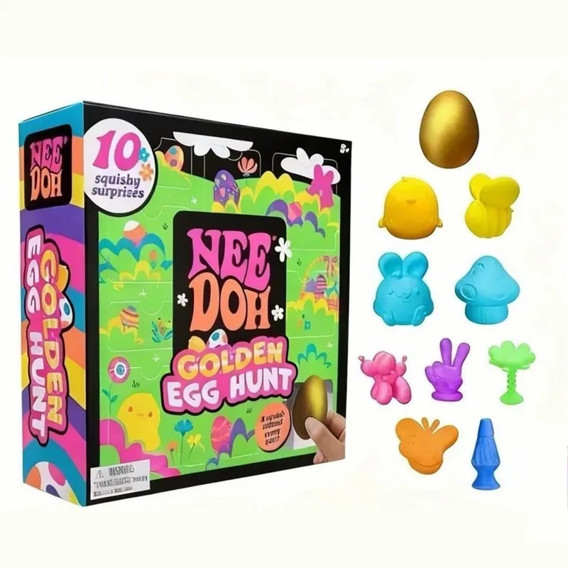 Needoh Golden Egg Hunt Box Easter Stress Relief Fidget Toy Advent White Version Christmas Squeeze Toy Countdown Surprise Gift