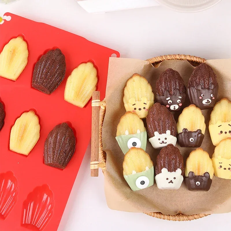 

Антипригарная силиконовая форма для выпечки, лоток для мыла ручной работы, ракушка для печенья, силиконовая форма для торта Madeleine с 9/18 полостями