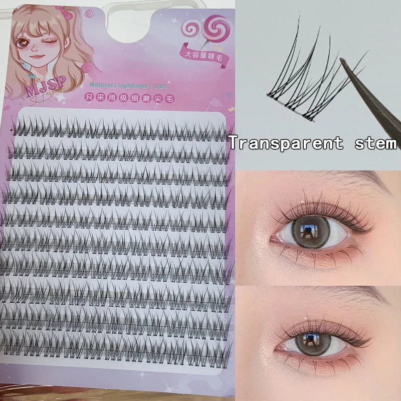 10 Reihen DIY Manga Wimpern profession elles Make-up einzelne Cluster Wimpern natürliche weiche transparente Stiel falsche Wimpern