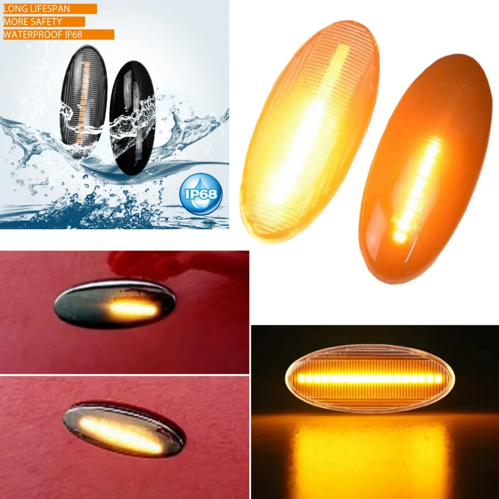 2Pcs Side Marker Turn Signal Lights Led Dynamic For Mercedes-Benz Smart Forfour W453 Renault Koleos Master Car accessories