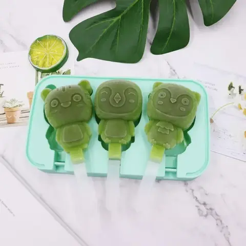 창의적인 호랑이 펭귄 너구리 실리콘 팝시클 몰드, 아이스크림 몰드 주방 도구, 아이스크림 만들기 도구