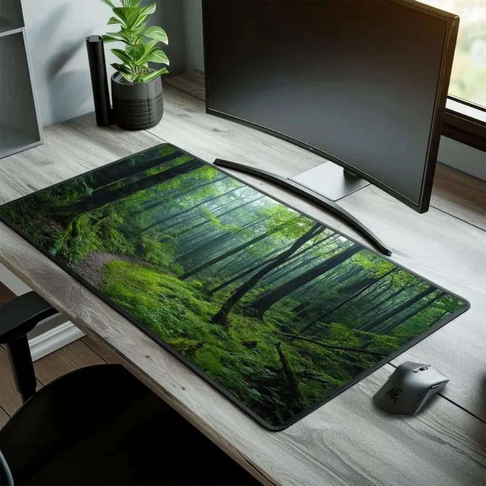 Alfombrilla de ratón 2D con diseño de anime, alfombrilla de ratón para juegos con diseño de bosque silencioso, alfombrilla de mesa grande con diseño de brisa natural, alfombrillas para teclado mecánico, alfombrillas para juegos.