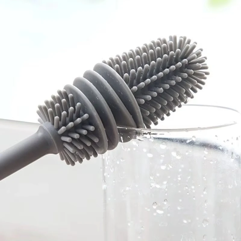 All-in-one Cup Cleaning Tool Long-Handled Non-curved Rotating Cup Brush With Hard Bristles Kitchen Cleaning Tools