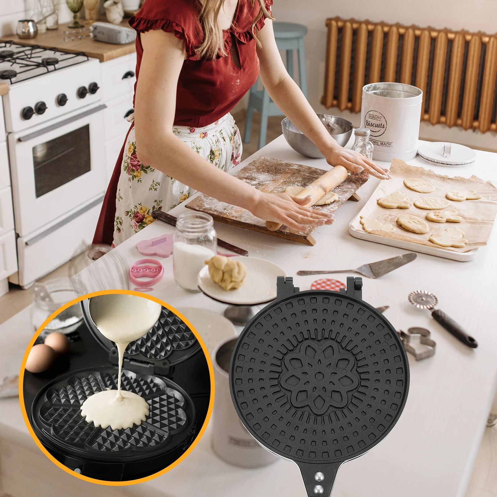 

Ice Cream Crispy Mold Egg Roll Maker Non Stick Cookware Omelet Pan Multi Function Camping Garden BBQ Party Use Fine