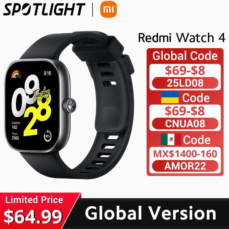 [World Premiere] Global Version Xiaomi Redmi Watch 4 1.97''Display 20 Days Battery Life Bluetooth Voice Call 150+ Sport Modes