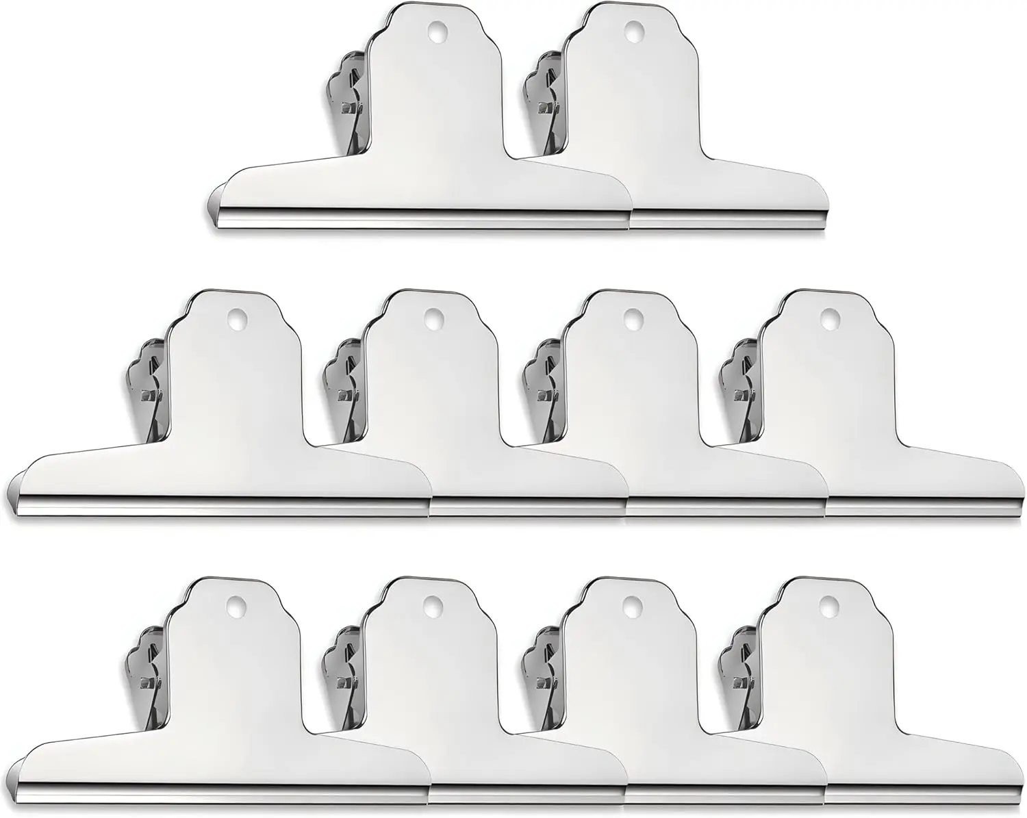 

Large Bull Binder Clips Silver -10 Pcs 4 Inch Steel Heavy Duty Paper Clips Giant Wide Metal Clip for Crafts Drawing Board Letter