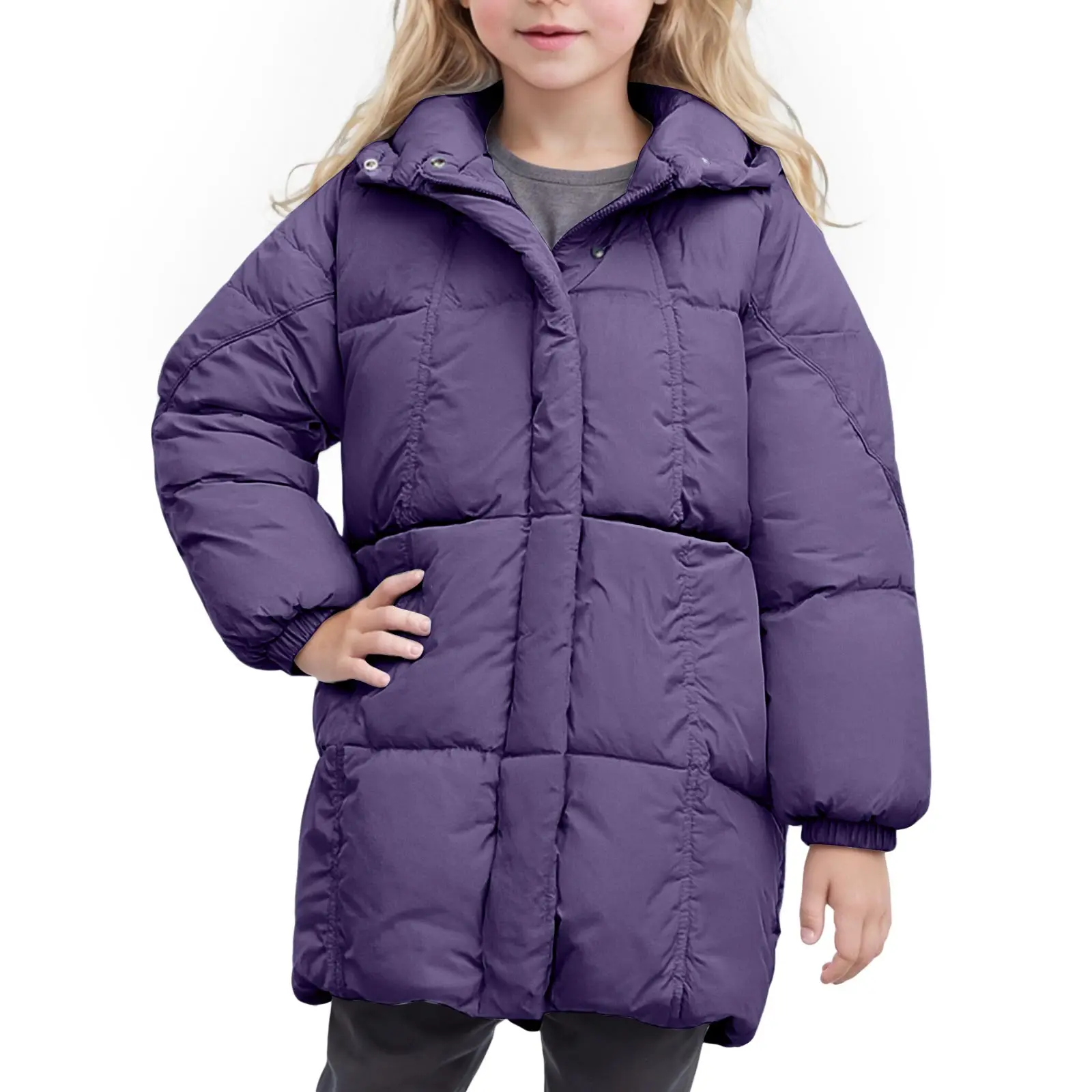 

Heavy Weight Childrens Comfortable And Warm Jacket Boys And Girls Simple Hooded Down Jacket Zipper Cardigan Hooded Fleece Jacket