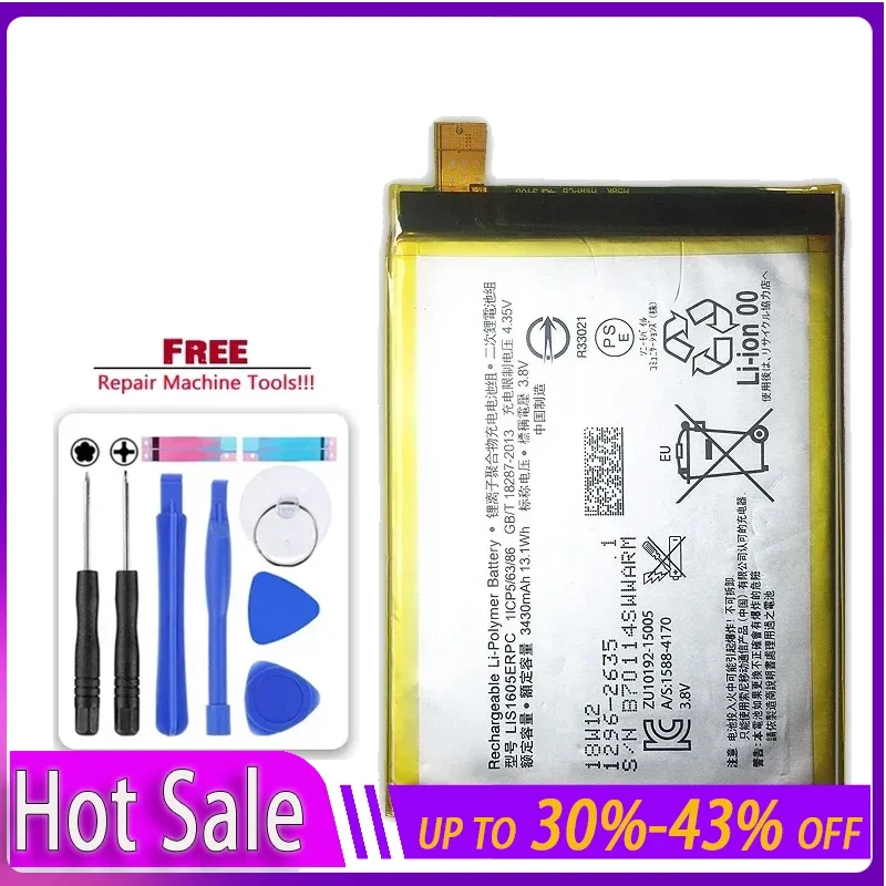 Портативный аккумулятор для Sony Xperia Z5P Z5 Plus Premium Dual E6883 E6853, литий-ионные батареи LIS1605ERPC, 3430 мАч, гарантия, номер отслеживания