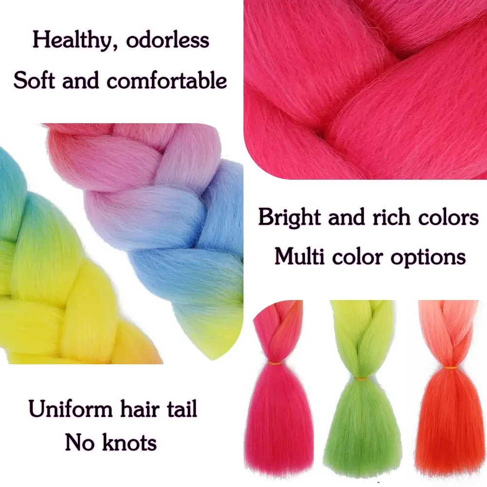 グラデーションカラー 24インチ ジャイアントブレイド 合成ブレイドヘアカラー アフリカ女性と子供向け デイリーヘアエクステンション クロシェウィッグ