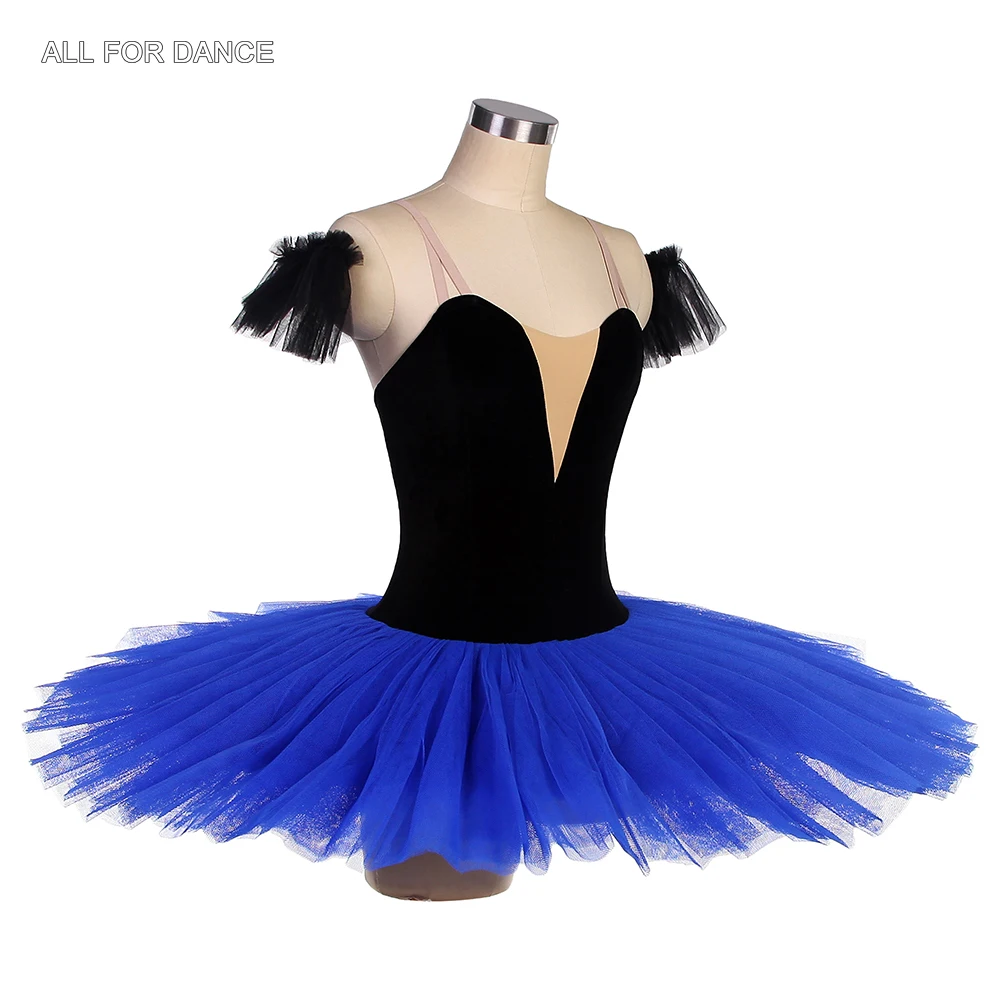 Corsage haut en velours noir avec tutu pansement bleu, olympiques de danse de ballet pré-professionnels, tutus de performance sur scène pour adultes et enfants, BLL093