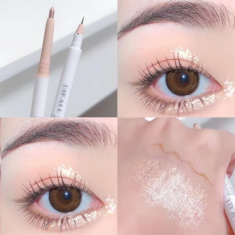 DIKALU Double Head Sleeping Silkworm Pen Female Highlight Brightening Dual Pearl Matte Eye Makeup Outline Waterproof Liquid Eyel