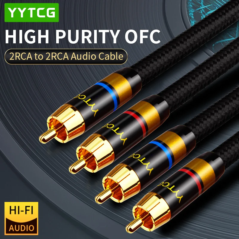 YYTCG 1 Pair 2RCA to 2RCA High Performance Audio Cable for Amplifier DAC TV DVD Premium