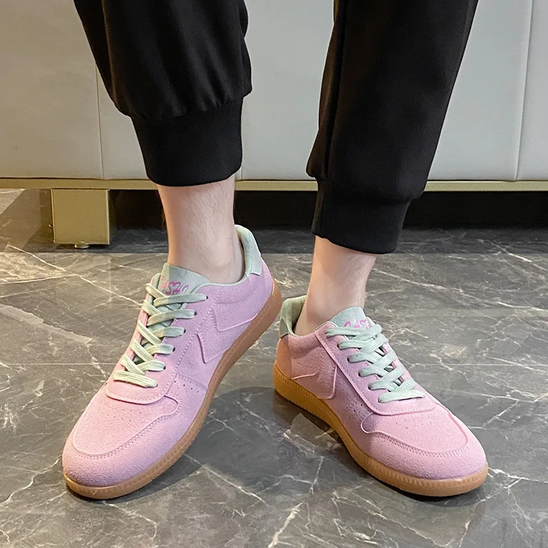 

2025 Hot Selling Couple's Plus Size Color Blocked Women's Autumn New Retro Round Toe Lace Up Versatile Flat Casual Shoes