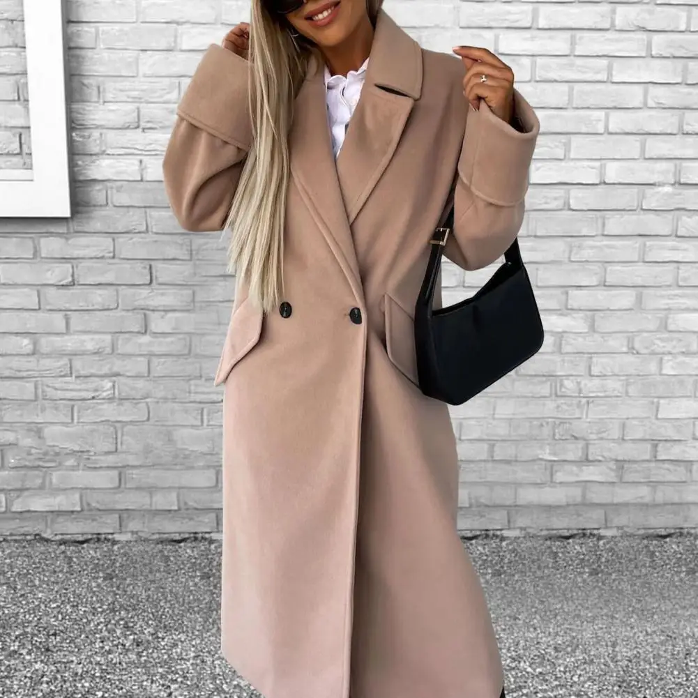 

Women Double-breasted Coat Lady Overcoat Stylish Double-breasted Overcoat for Women Thick Windproof Mid Length for Fall for Ol