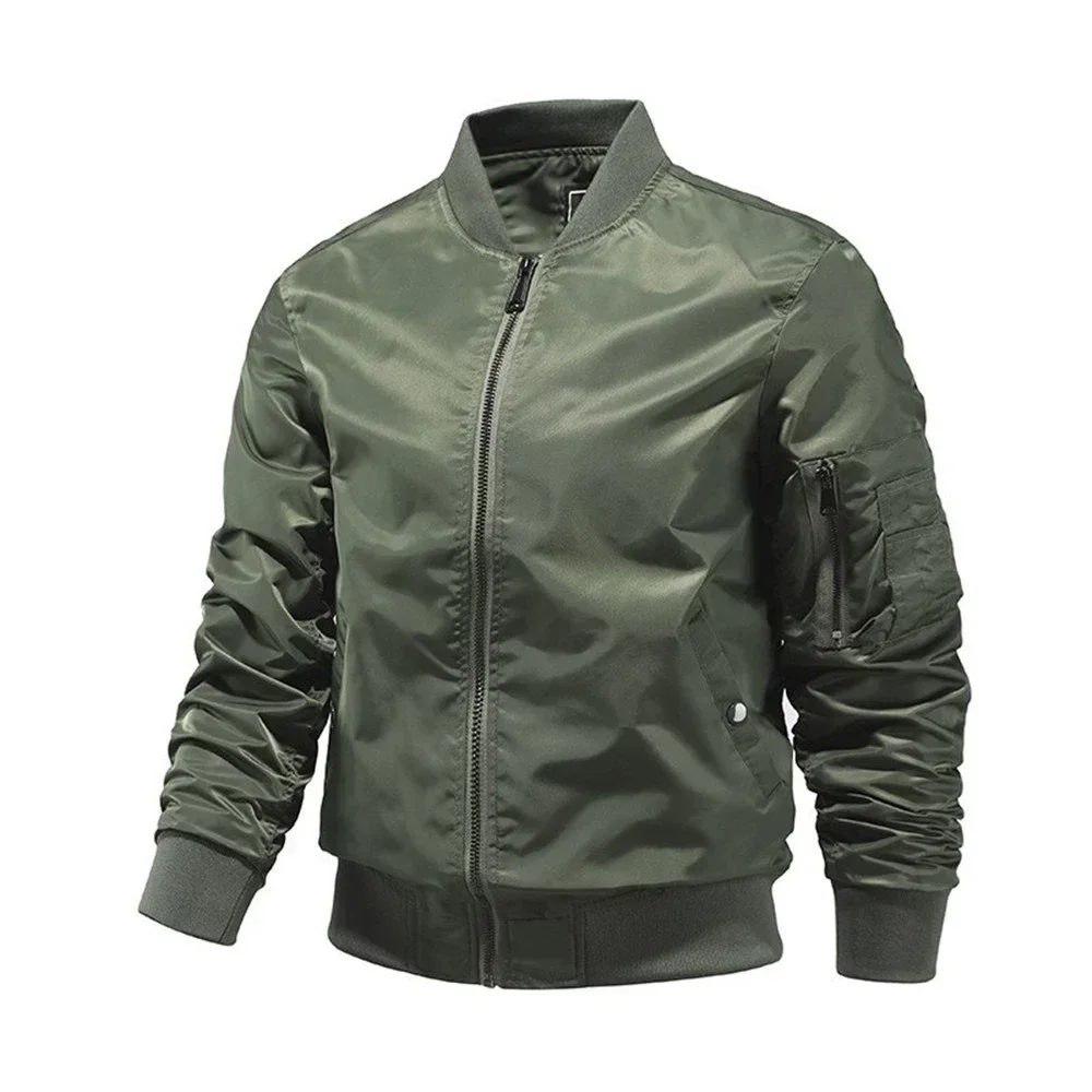 2024 Military Jackets for Men Monochromatic Bomber Jacket Outerwear Aviator Baseball Jackets Outdoor Clothing Spring and Autumn