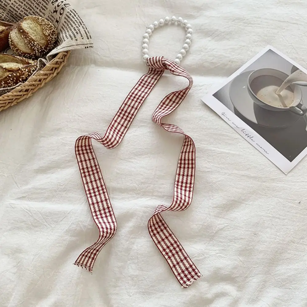 

Trendy French Style Lace Ribbon Hair Rope Pearl Mesh Sweet Neck Strap Temperament Ponytail Holder Hair Circle Girls