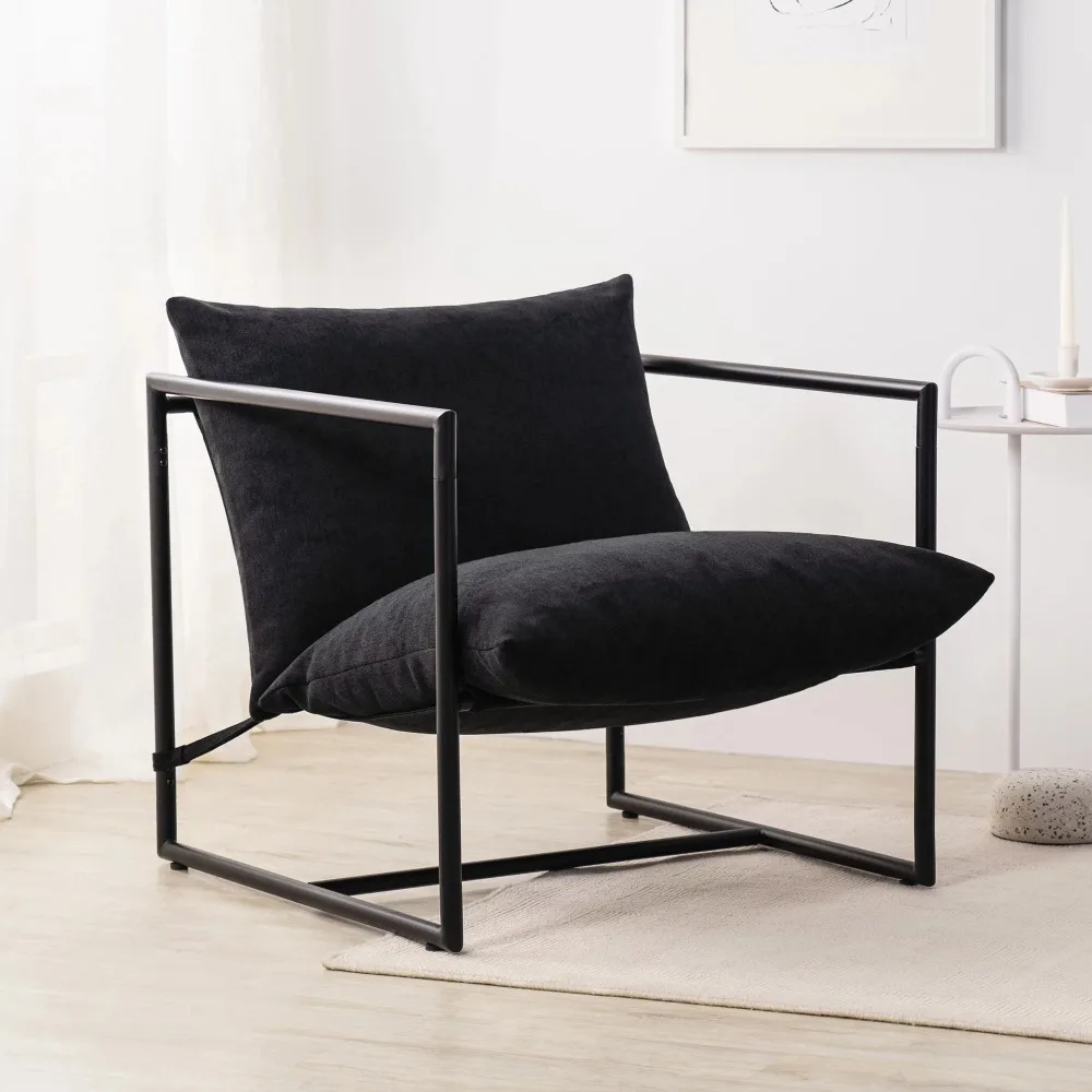 2023 New Metal Framed Sling Accent Chair, Black