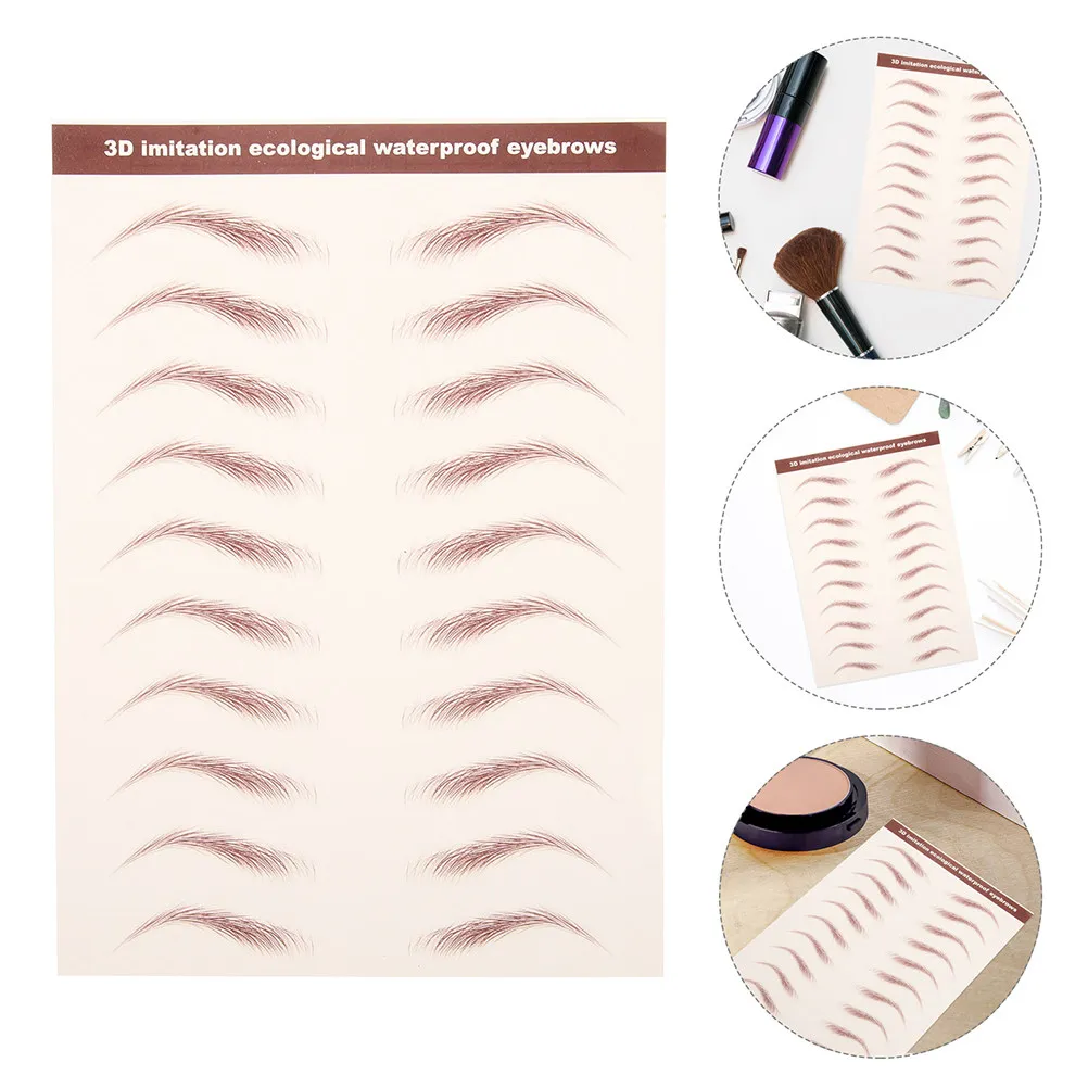 

4 листа 3D-наклеек для бровей с реалистичным водостойким эффектом, имитирующие натуральные волосы, долговечные, легко наносятся, снимаются.