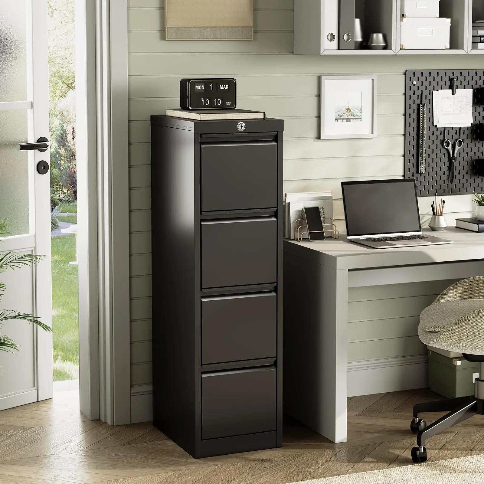 

4-Drawer Metal File Cabinet With Lock For Home Office A4 Legal Letter Storage