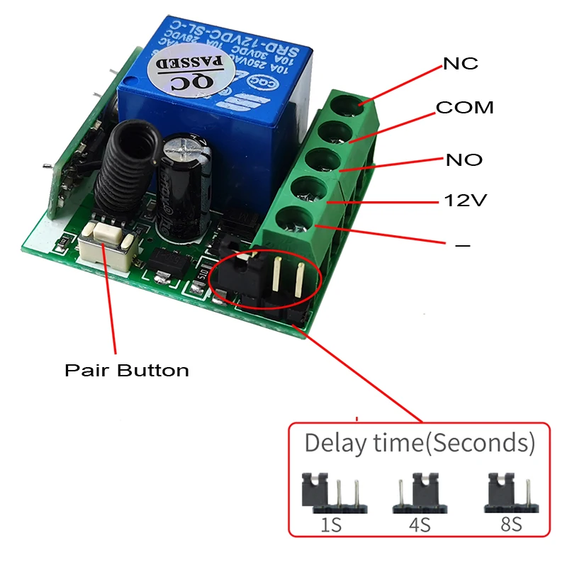 Imagem -04 - Interruptor de Controle Remoto sem Fio para Door Lock Access Botão de Saída Chave para Campainha Konx 14d Dc12v 433mhz