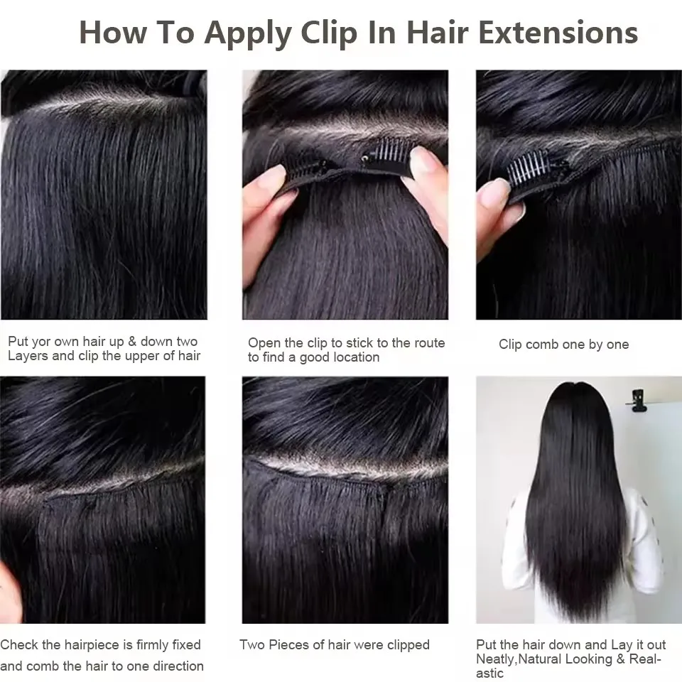 24Inch 4Clips In 200Gram Silky Straight Ombre Brown 12# Colored Highligh Blond P27/613 High Temperature Synthetic Hair Extension