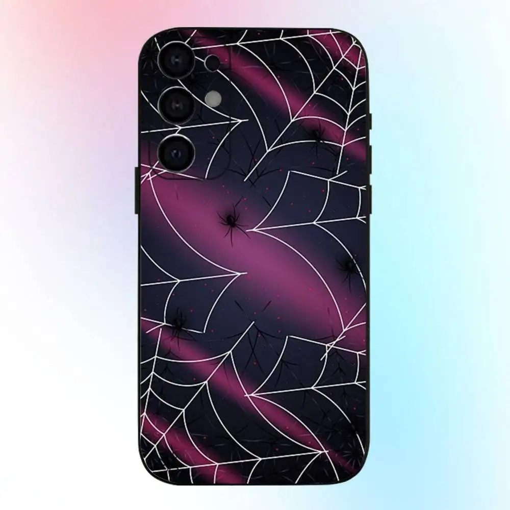 حافظة هاتف بنمط شبكة العنكبوت لهاتف سامسونج S25، S24، S21، S22، S23، S30، Ultra، S20، Plus، Fe، Lite، Note، 10,9,5G غطاء أسود