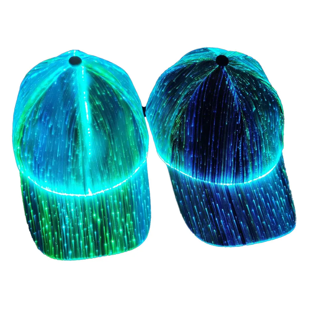 

Peaked Hat Cap Men Women Couple Night Running Cool light-emitting Explosive Gift Holiday Party Fiber Optic Trucker