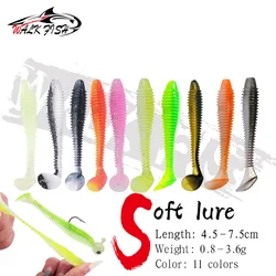 WALK FISH 10PCS 4.5cm-7.5cm Soft Plastic Fishing Lure Worm Baits Jigging Wobbler Fishing Lures Swimbaits for Saltwater Fishing