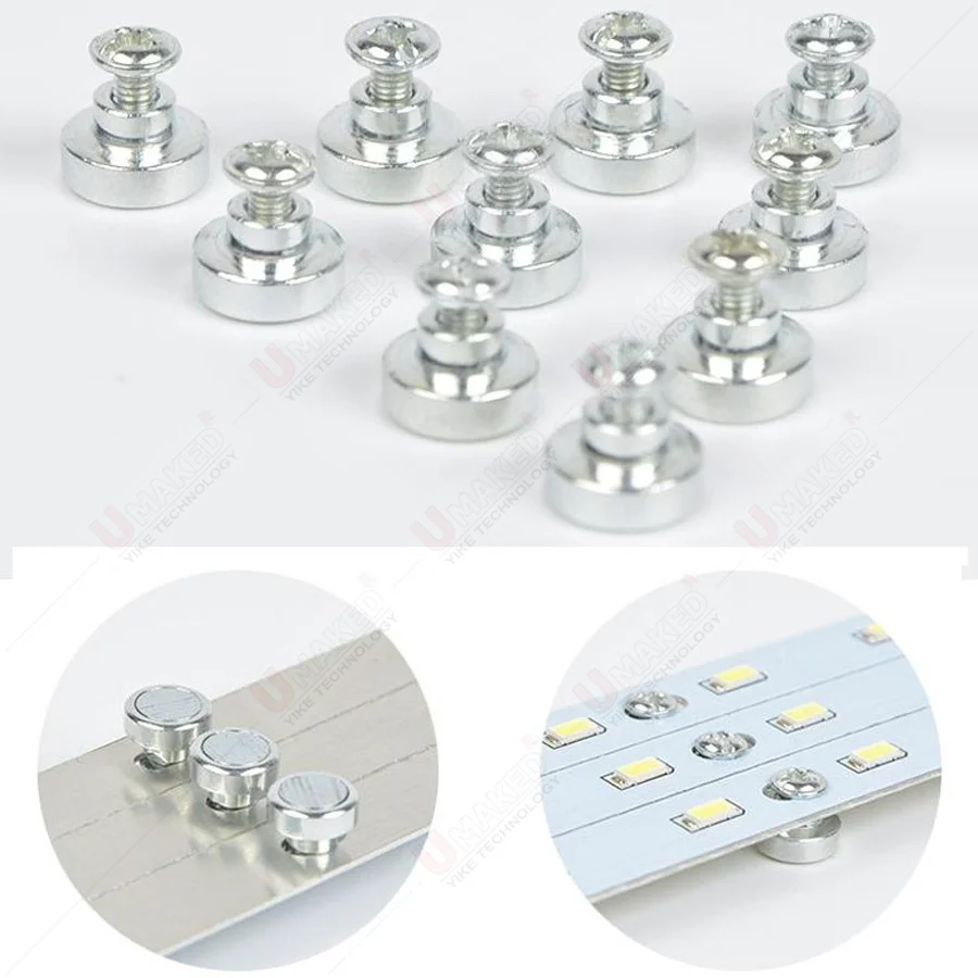 (10PCS) M3 H:8-10 mm magnetic screw for led light, Magnet kits for lamp fitting.for led ceiling light pcb plate fix on walls