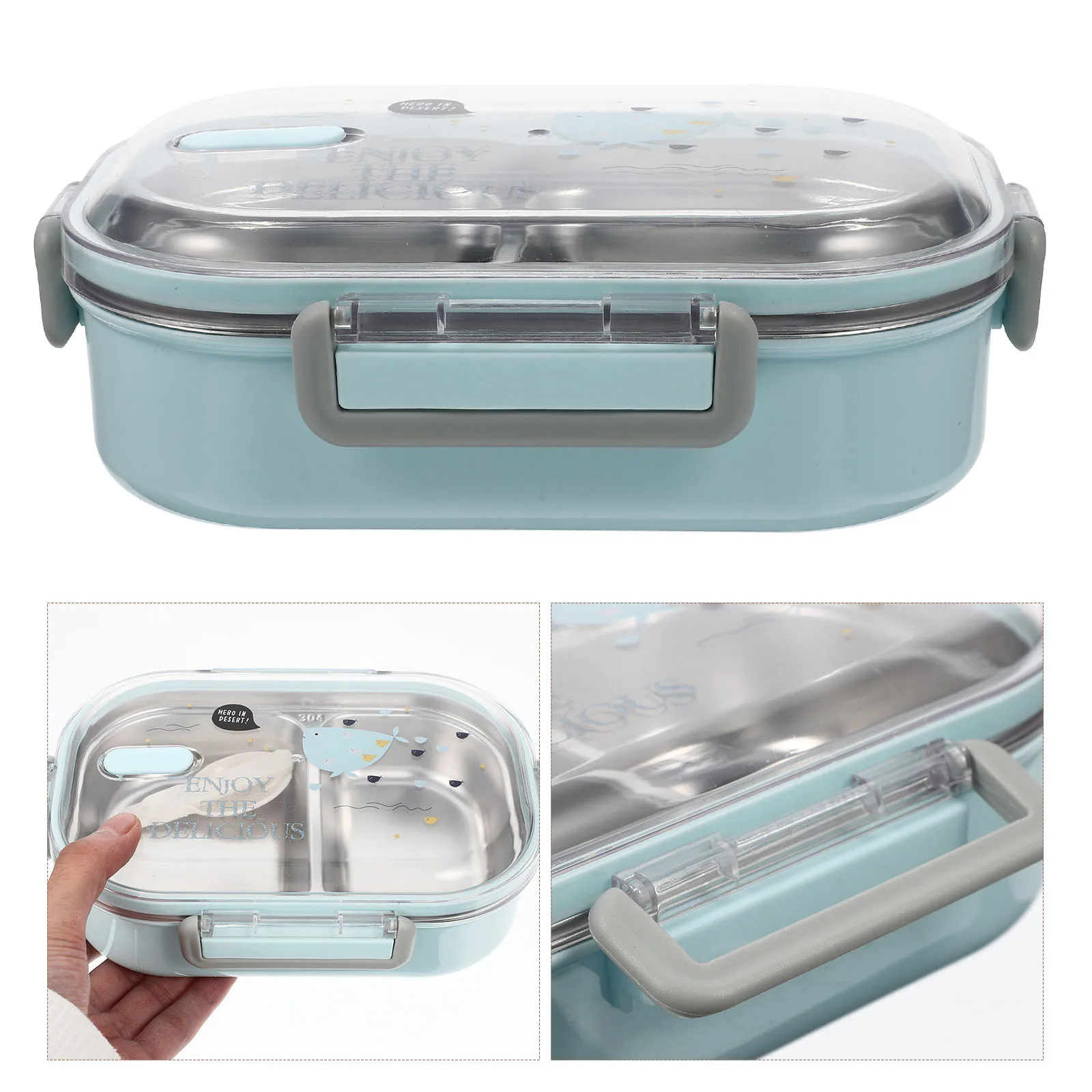 

Stainless Steel Leakproof Multi Compartment Lunch Container For Office School Gym Portable Food Storage Box Reusable