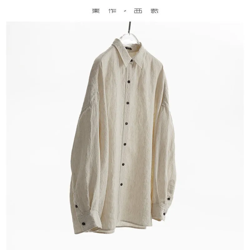 

Artistic Casual Style~100% Linen Women's Zen-Inspired Long-Sleeve Shirt 2026 Spring Thin Top