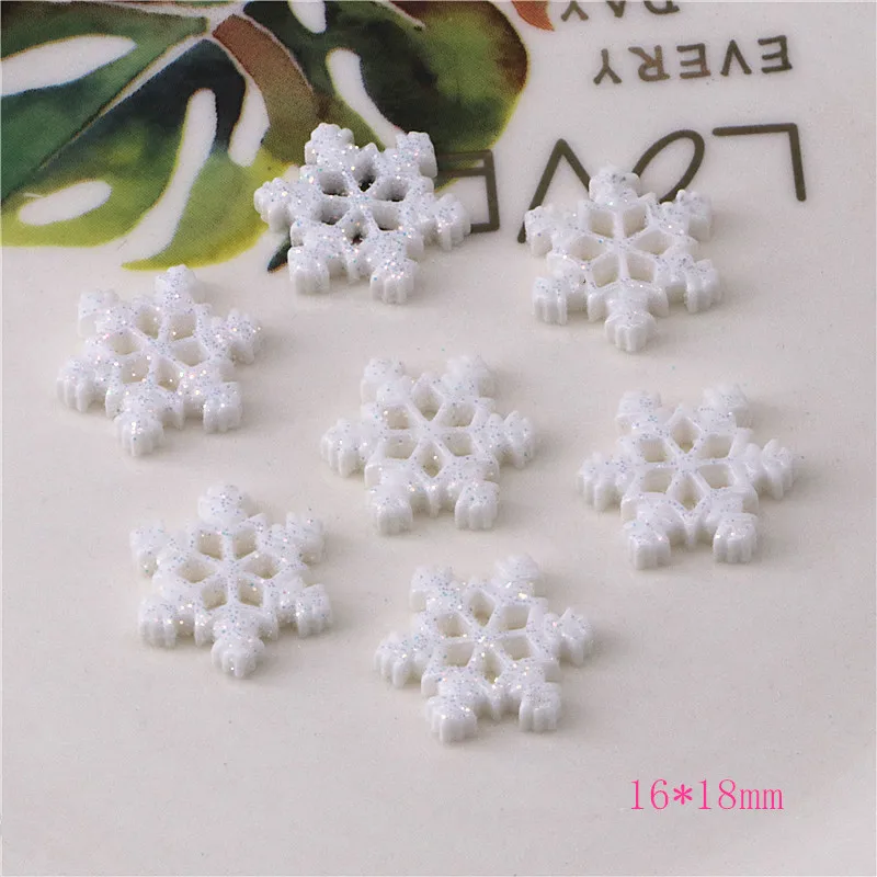 10-30pcs Glitter Resin Snowflake Flatback Cabochon gioielli fai da te/accessori per la decorazione di fermagli per capelli artigianali