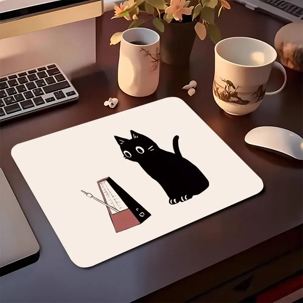 

cute black cat Mouse Pad 40x45 large square computer office gaming desk mat rubber anti-slip mouse pad small decorative desk mat