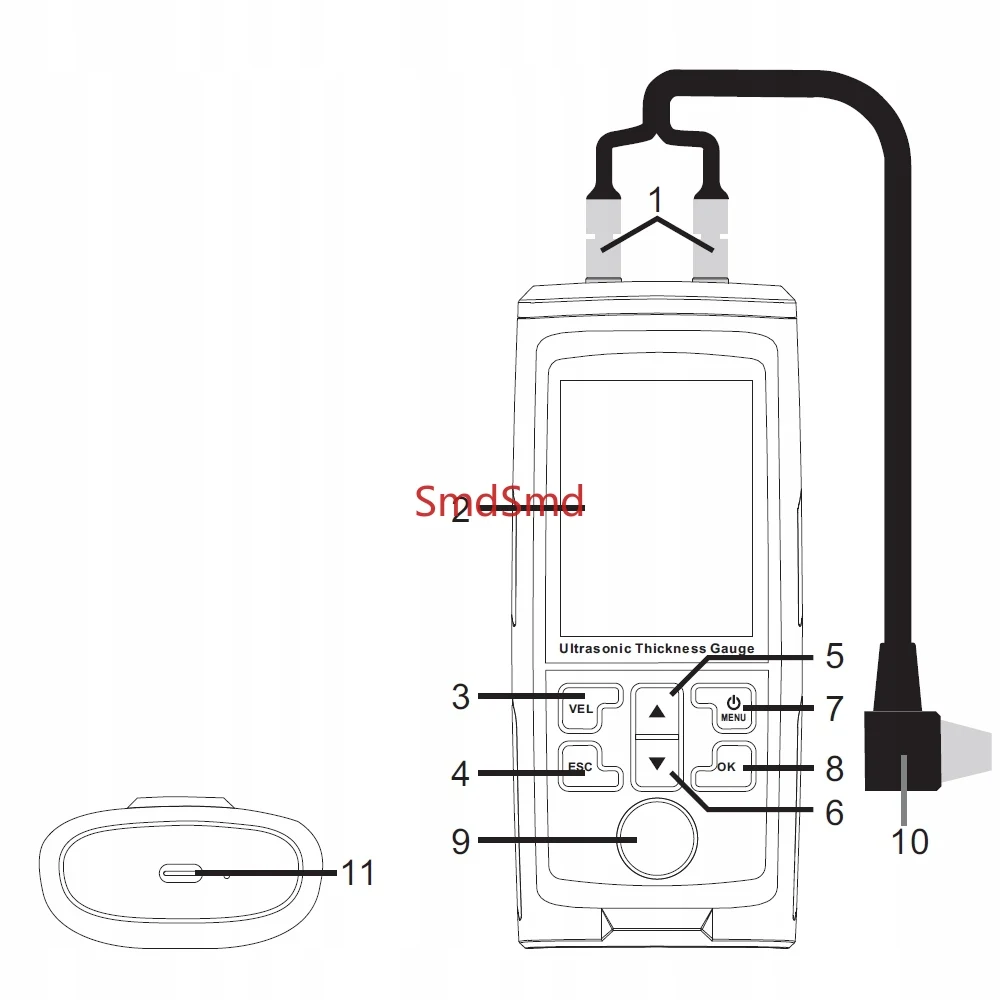 PRECISION ULTRASONIC THICKNESS READED SCREEN 2X PROBE 1-300MM