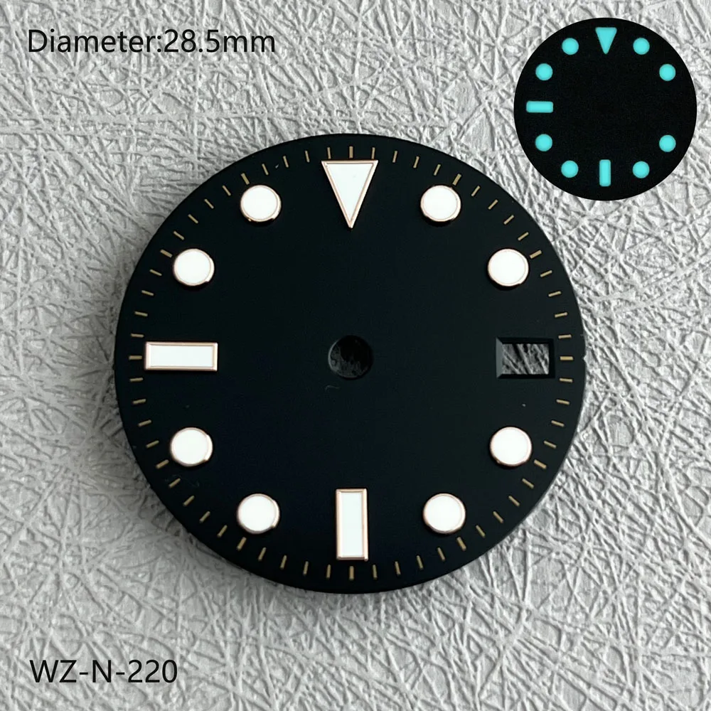 قرص NH35 28.5 ملم قرص غوص أزرق مضيء مناسب لملحقات ساعة الحركة الميكانيكية الأوتوماتيكية NH35 يمكن تخصيص الشعار
