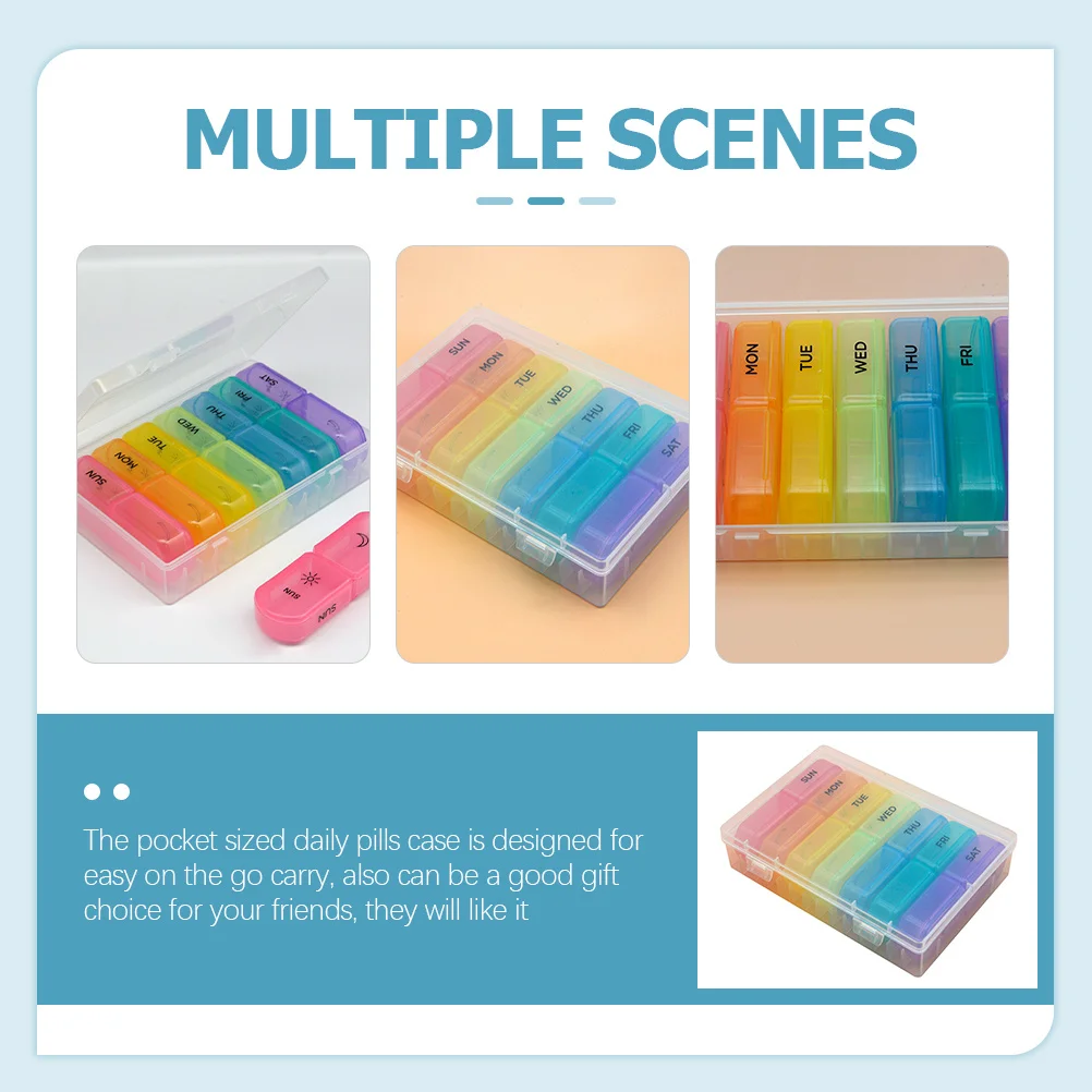 حقيبة تخزين صغيرة مكونة من 7 حزام، منظم أدوية، صندوق حبوب محمول، غطاء مزدوج، حاوية أدوية محمولة للاستخدام الخارجي #1