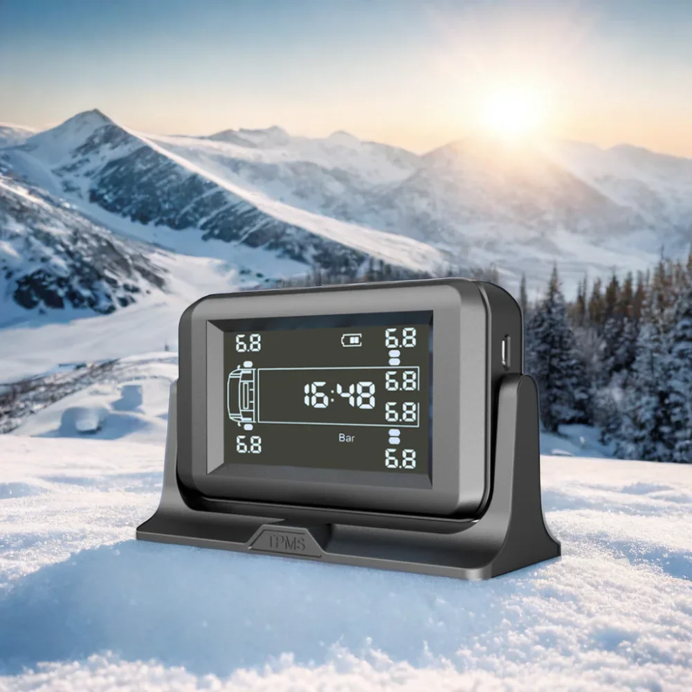 The New Solar Energy Wireless RV Tire Pressure Monitoring System With 6 External Sensors