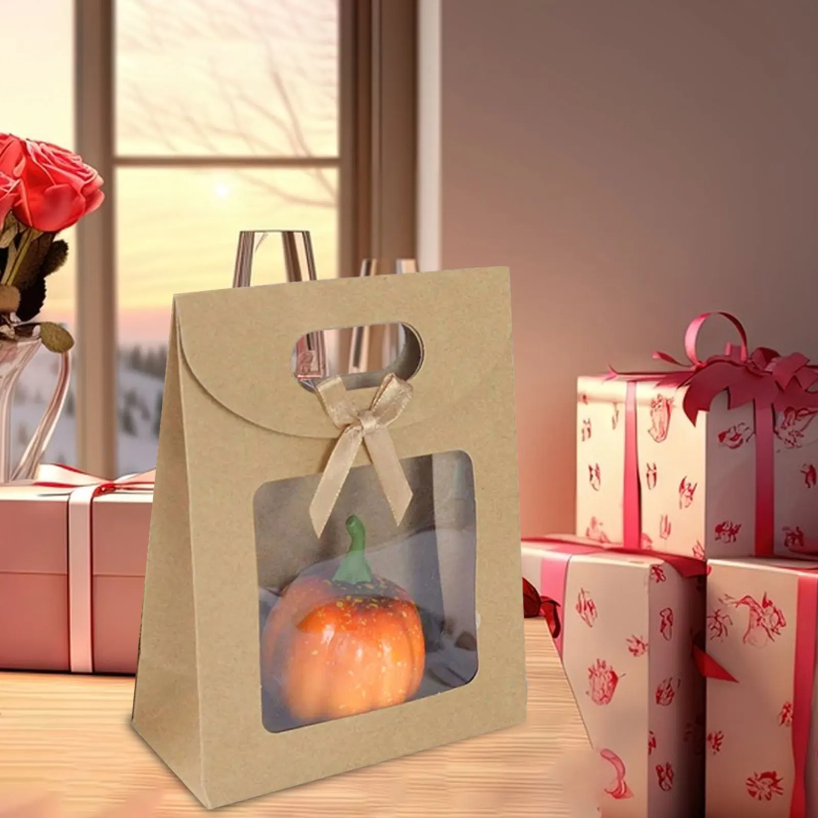 Valentine's Day Gift Candy Bag with Handles Durable Heart Gift Bag for Valentine's Day Tote Party Festival Package Decoration