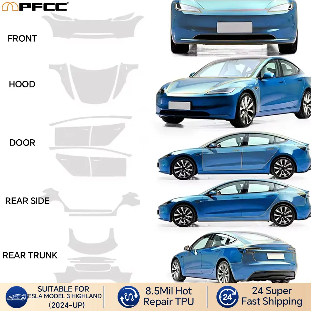 

For Tesla Model 3 Highland 2024-2025 TPU Paint Protection Film Car Body Sticker Anti-scratch Protective Car Accessories Repair