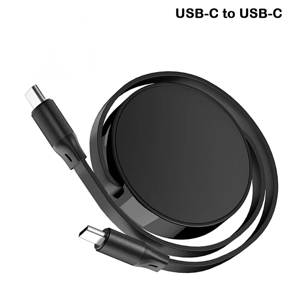 PD USB-C-auf-USB-C-Kabel, einziehbares Schnelllade-Dual-Typ-C-Datenkabel, 1 m, Ladekabel für Mobiltelefone zum Aufladen von Smart-Geräten.
