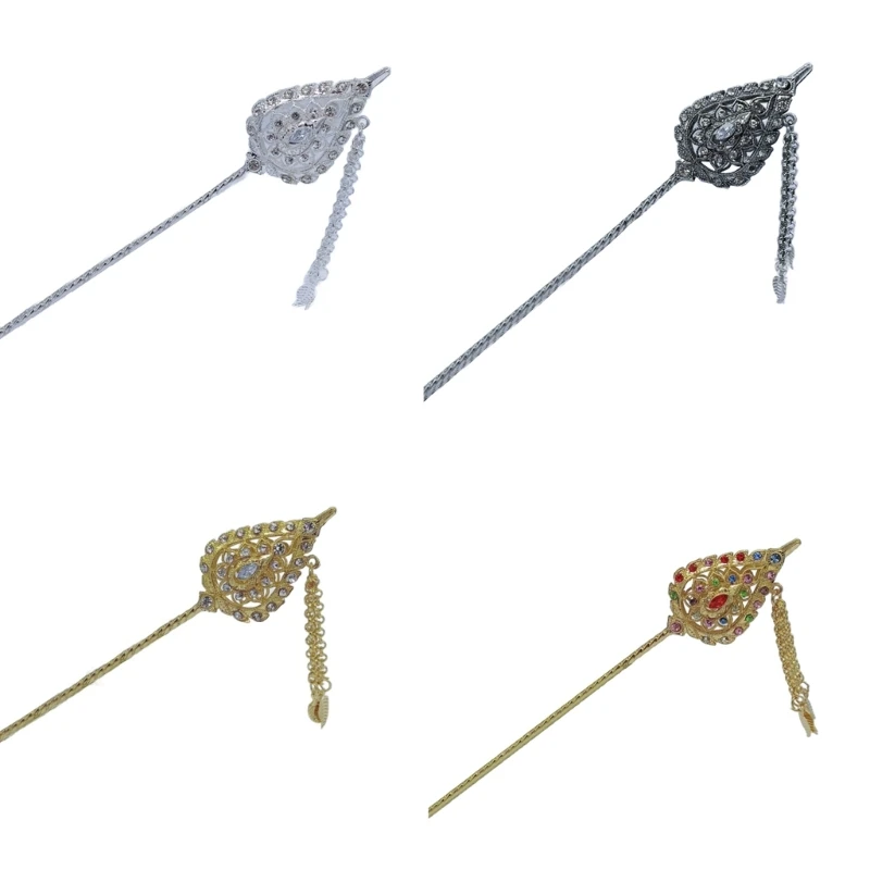 gold Hair Fork Gold Hair Chopstick Thai Traditional Pleated Hair Sticks For Buns Dropship