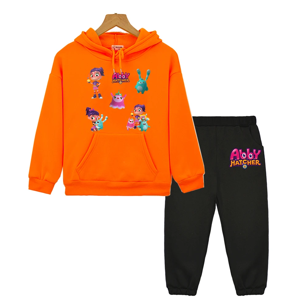 

Abby Hatcher anime hoodie Cartoon 2PCS Jacket+pant kids boutique clothes Kawaii sweatshirt Fleece pullover Boy girl Hooded Sets