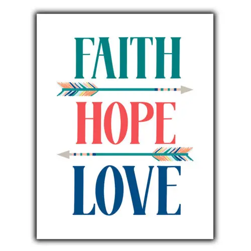 FAITH HOPE LOVE METAL PRINT PLAQUE WALL SIGN Inspirational quote