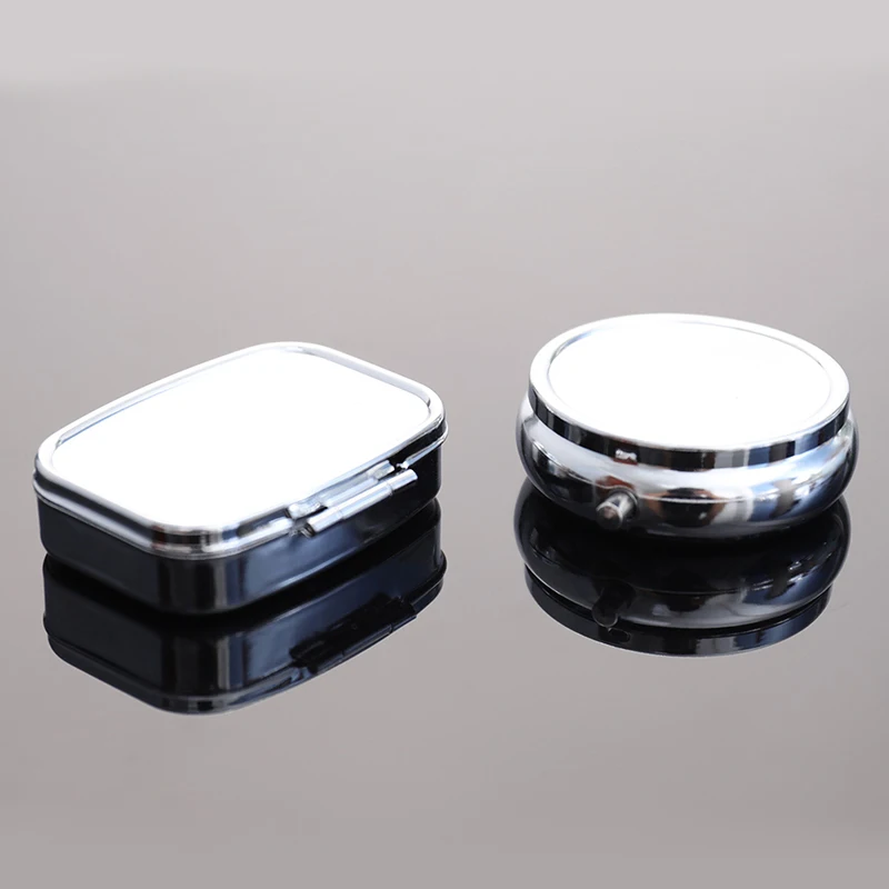 1Pc Waterproof Metal Pill Organizer Portable Round Square Pill Box Medicine Container Weekly Pill Splitter Box Pill Candy Box