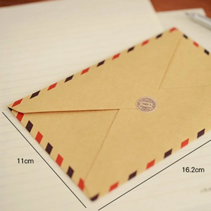 Vintage Kraft Paper Envelopes for Business Invitations Postcard Letter Wallet Envelope for Gift Air Mail Stationery 10Pcs