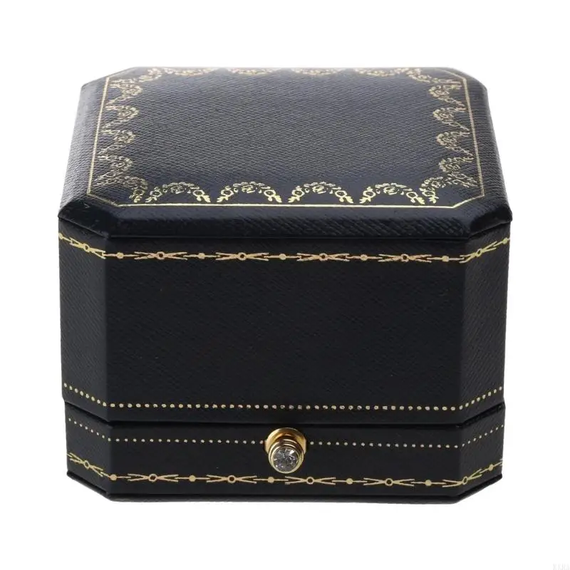 KXRA Geometric Cut-off Ring Box PU Leather Proposal Ring Box Jewelry Ring Box