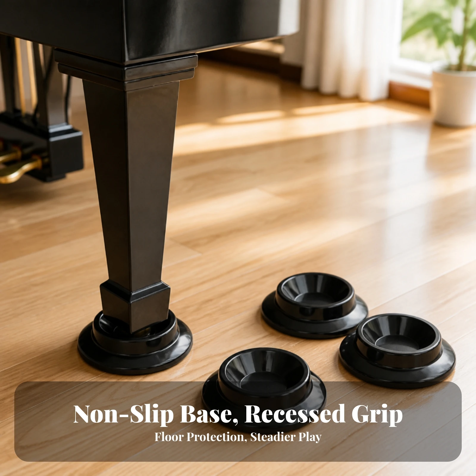 4 Pieces Piano Foot Pad Anti-Slip Piano Caster Cup Furniture Floor Protectors Shock-Absorbing Sound Insulating for Pianists